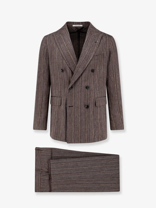 Double-breasted linen blend suit