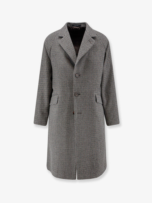 Pied-de-poule virgin wool coat