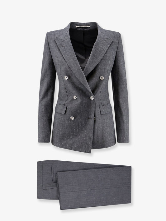 Parigi stretch virgin wool suit with pinstripe effect