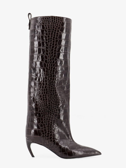 Lea boots in leather with crocodile print