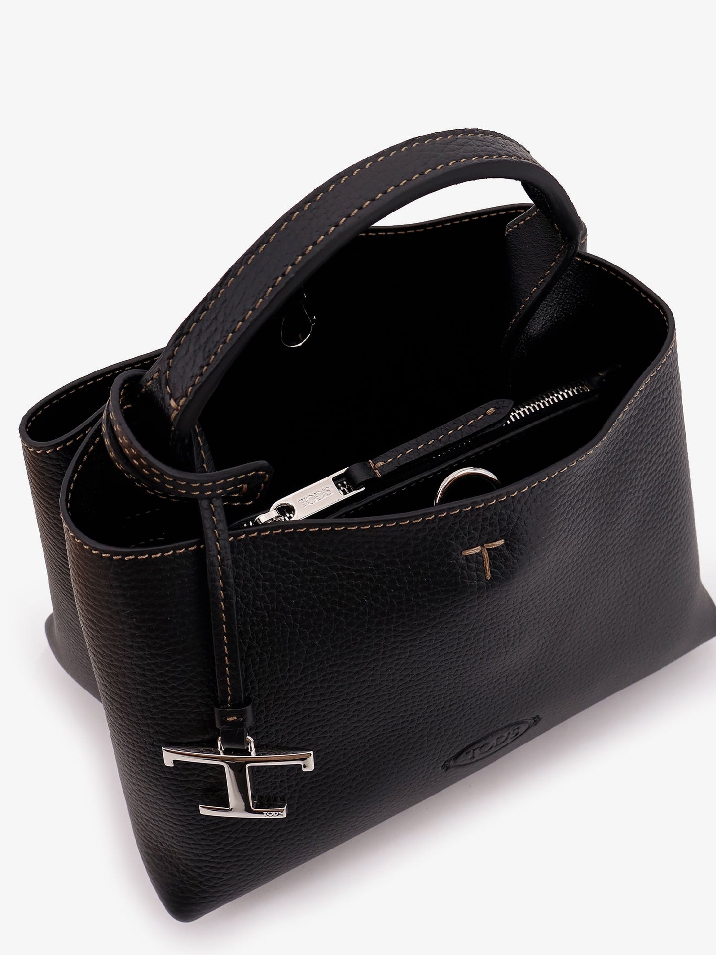 Borsa a tracolla Micro in pelle con iconica impuntura frontale