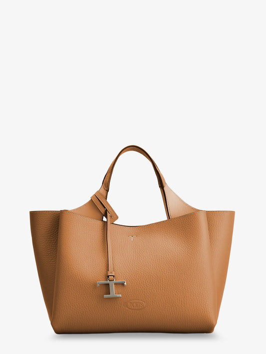 Borsa a tracolla in pelle con dettaglio T Timeless in metallo