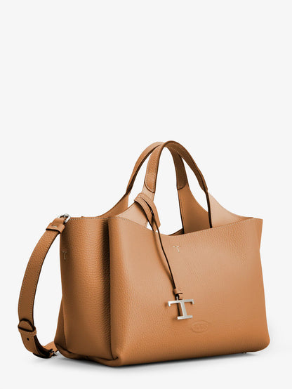 Borsa a tracolla in pelle con dettaglio T Timeless in metallo thumbnail