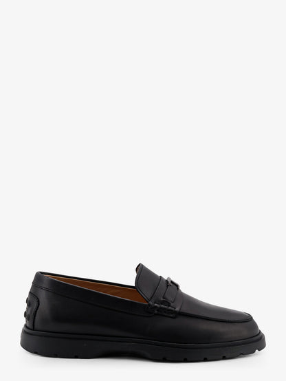 Leather loafers with metal logo thumbnail
