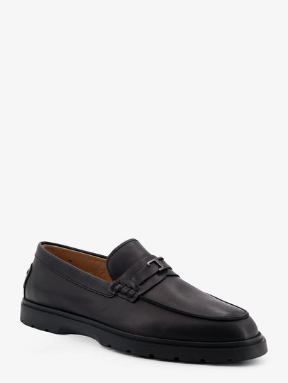 Leather loafers with metal logo thumbnail