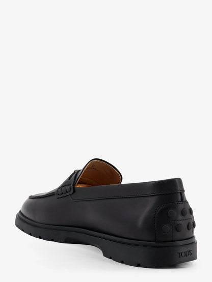 Leather loafers with metal logo thumbnail