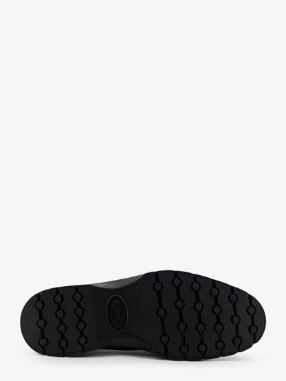 Leather loafers with metal logo thumbnail