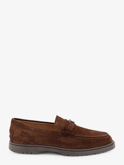 Suede loafers with metal logo thumbnail
