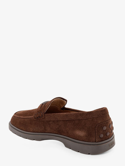 Suede loafers with metal logo thumbnail