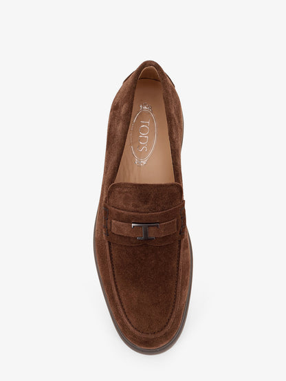 Suede loafers with metal logo thumbnail
