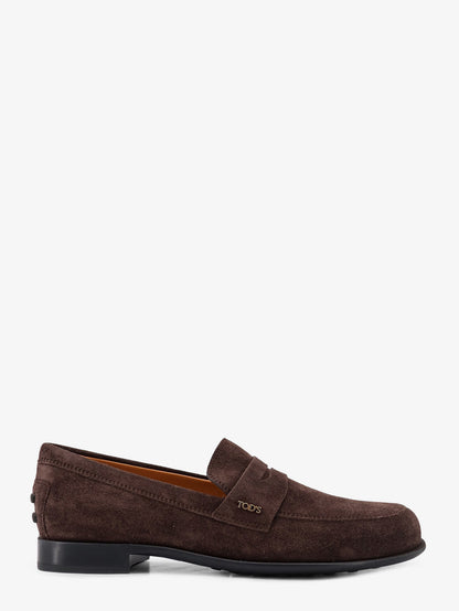 Suede loafers with side logo thumbnail
