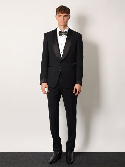 Stretch virgin wool tuxedo with satin profiles thumbnail