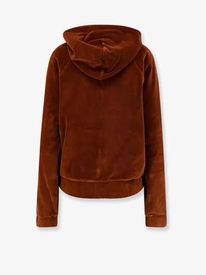 Velvet zip-up hoodie with tone-on-tone logo thumbnail