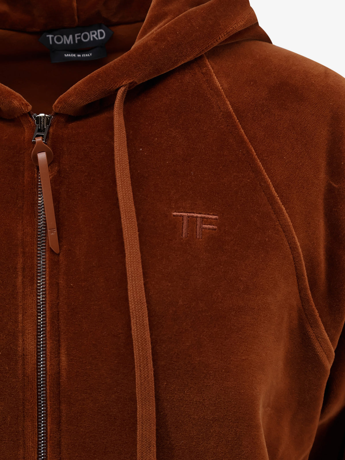 Velvet zip-up hoodie with tone-on-tone logo