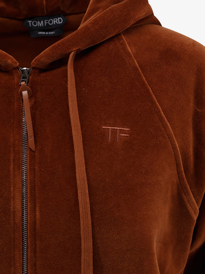 Velvet zip-up hoodie with tone-on-tone logo thumbnail