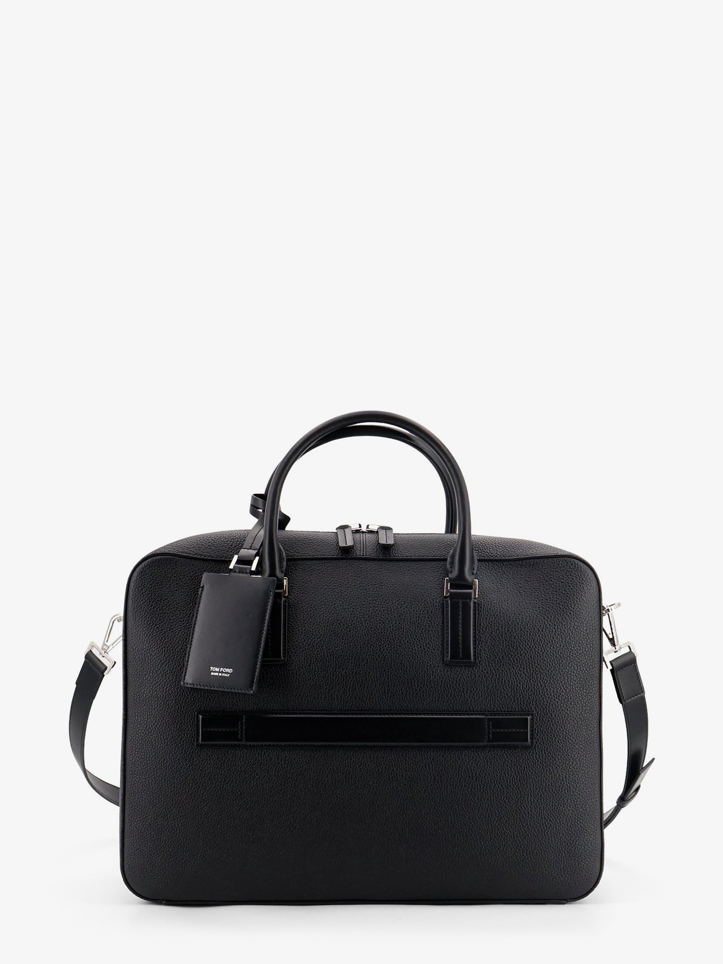 Leather work bag with front lettering logo