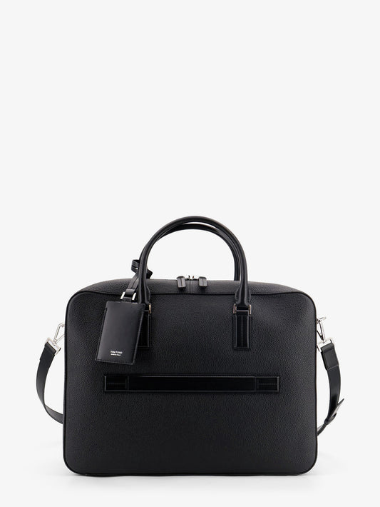 Borsa da lavoro in pelle con logo lettering frontale