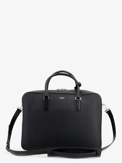 Leather work bag with front lettering logo thumbnail