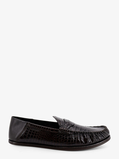 Crocodile-print leather loafers thumbnail
