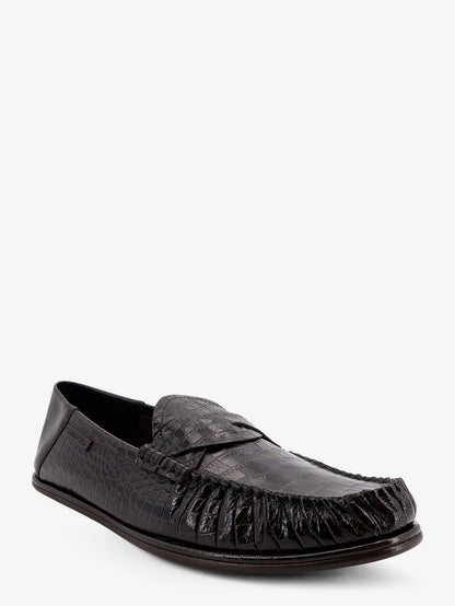 Crocodile-print leather loafers thumbnail