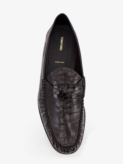 Crocodile-print leather loafers thumbnail