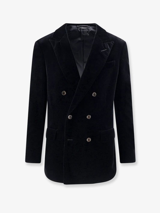 Double-breasted velvet blazer