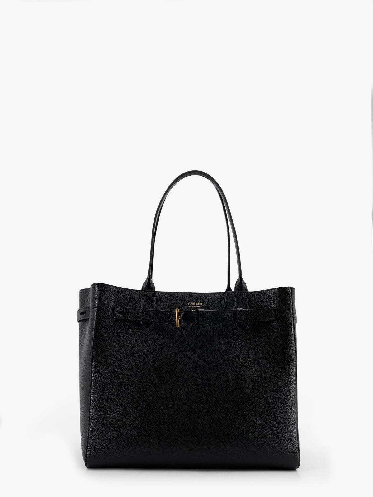 Leather shoulder bag with engraved logo on the front