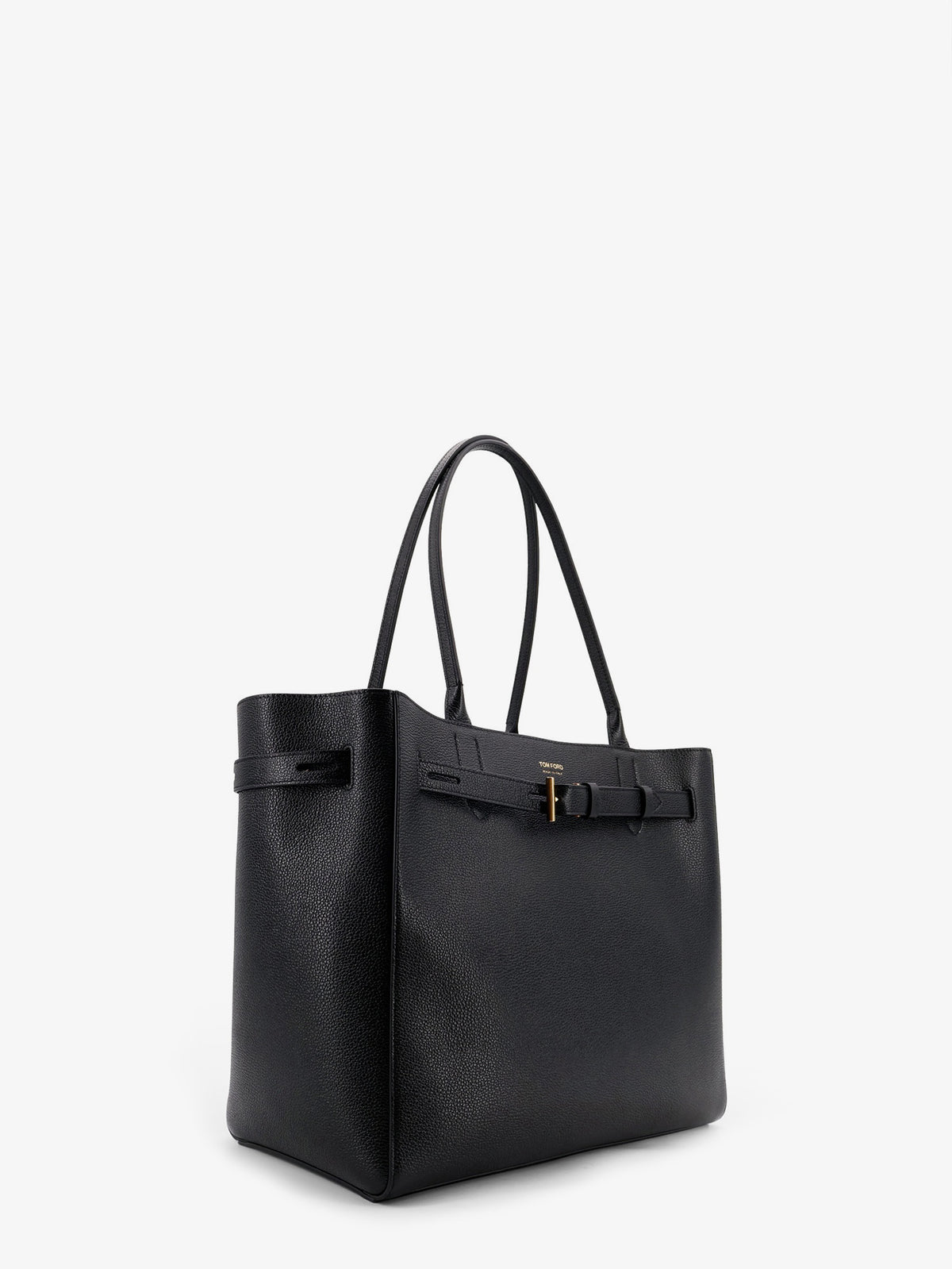 Leather shoulder bag with engraved logo on the front