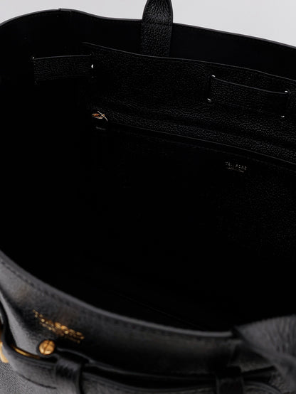 Leather shoulder bag with engraved logo on the front thumbnail