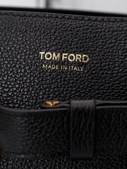Leather shoulder bag with engraved logo on the front thumbnail