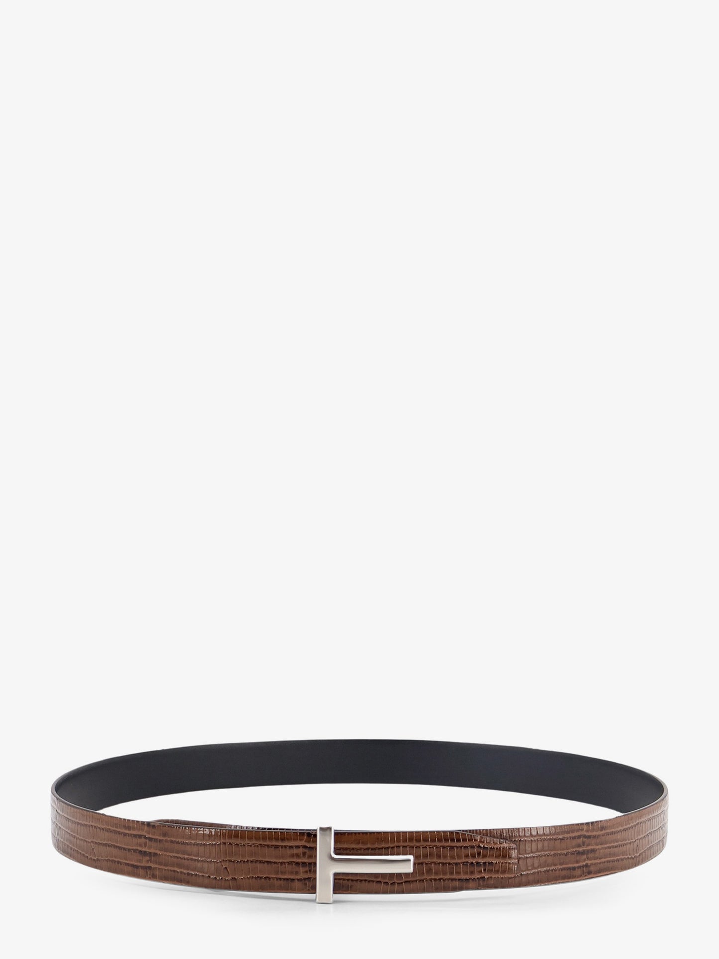 Crocodile-effect leather belt