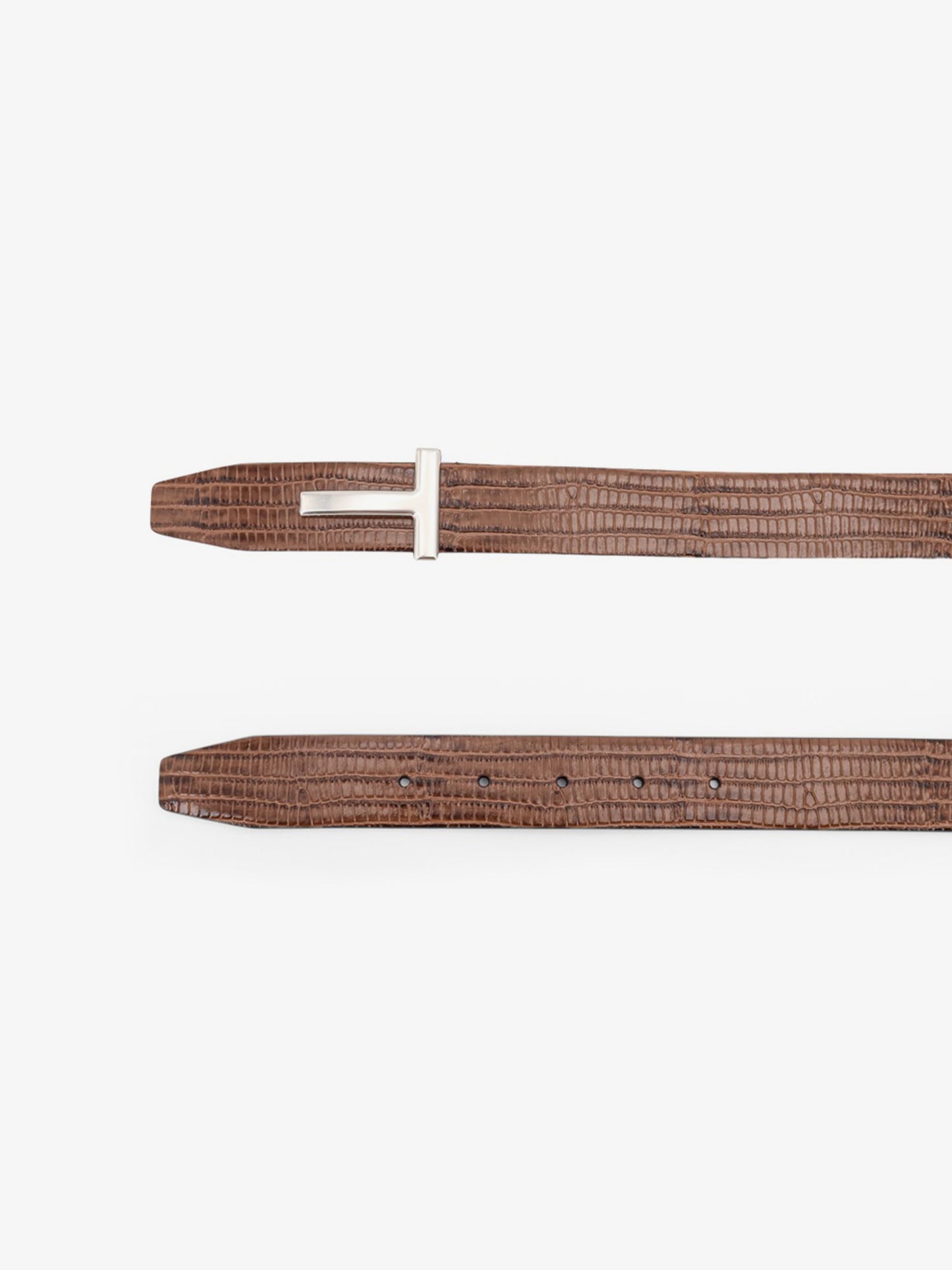 Crocodile-effect leather belt