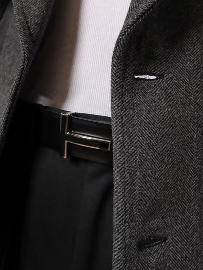 Leather belt with enameled logo thumbnail