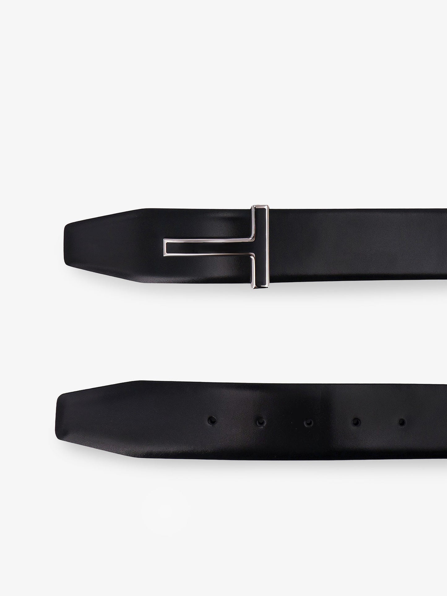 Leather belt with enameled logo