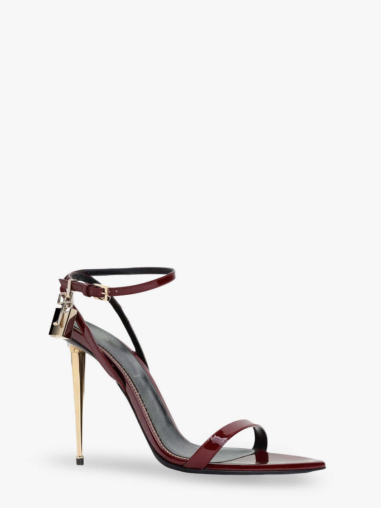 Patent leather sandals with iconic metal padlock