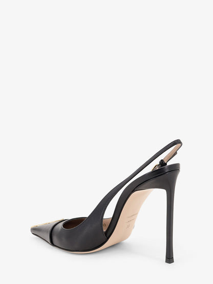 Leather pumps with metal T Logo detail thumbnail