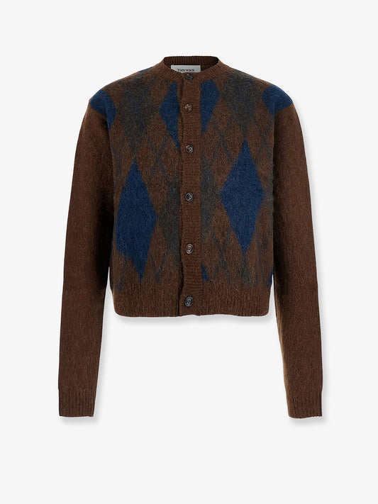 Brushed Argyle Cardigan in alpaca blend