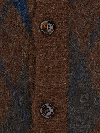 Brushed Argyle Cardigan in alpaca blend thumbnail