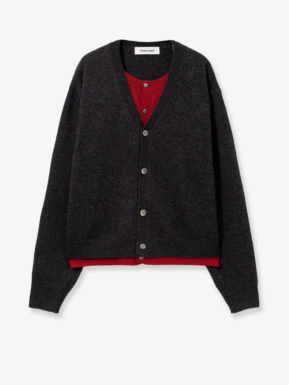 Layered wool blend cardigan