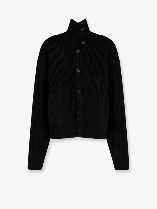 Cardigan Button-Up in lana e cotone a coste