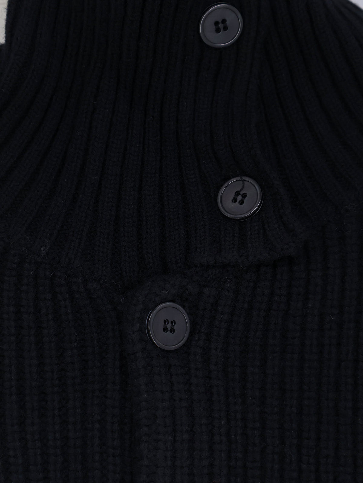 Cardigan Button-Up in lana e cotone a coste