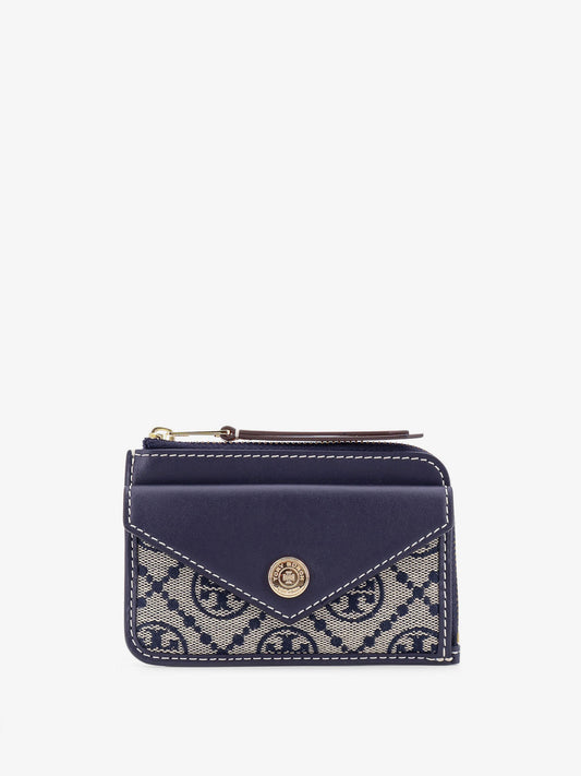 T Monogram Envelope Zip Card Case Wallet