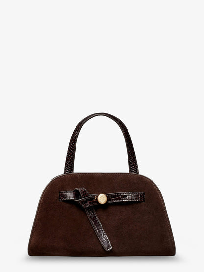 Romy Small suede satchel bag with shoulder strap thumbnail