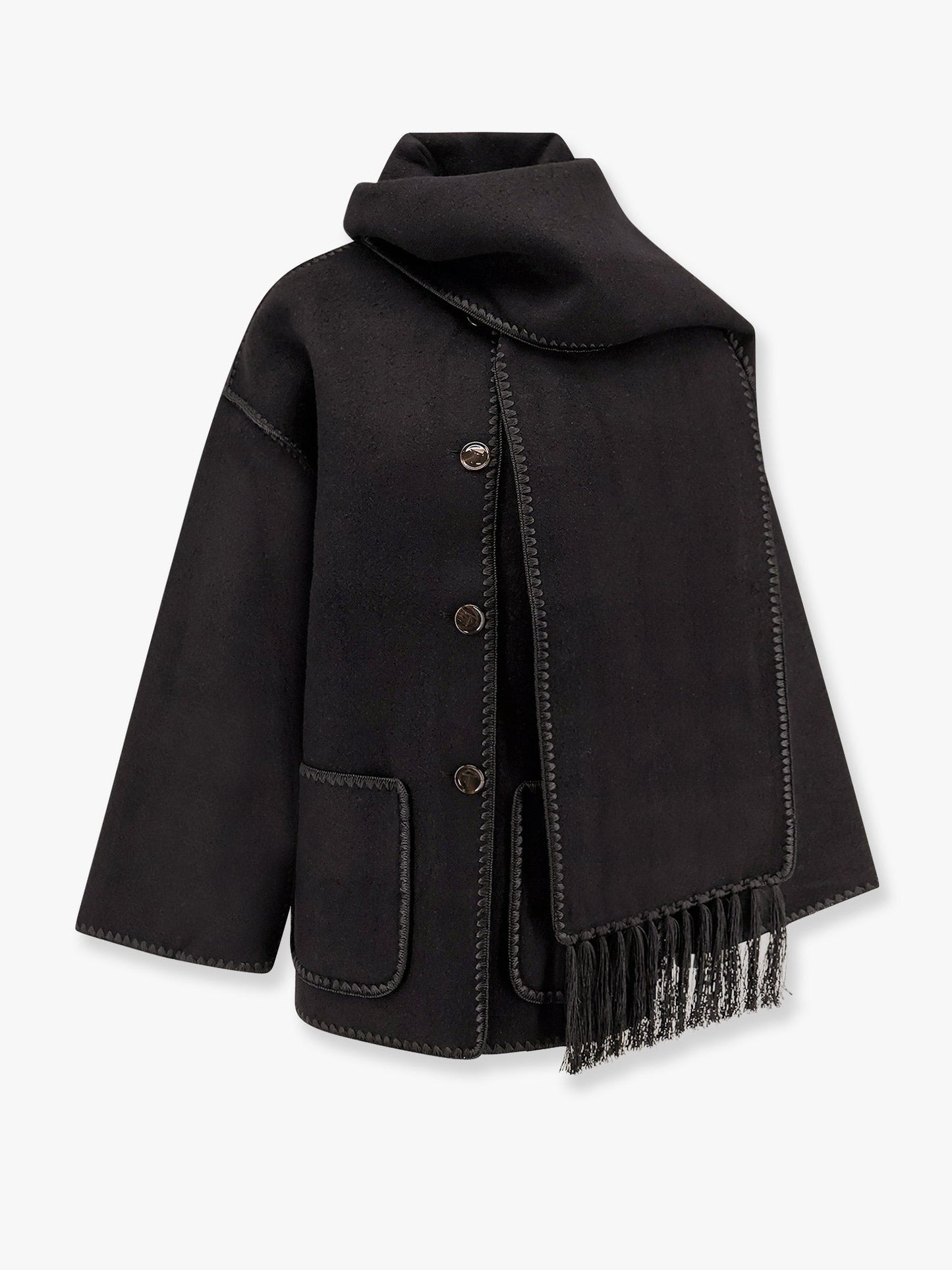 Embroidered Scarf Jacket in wool blend