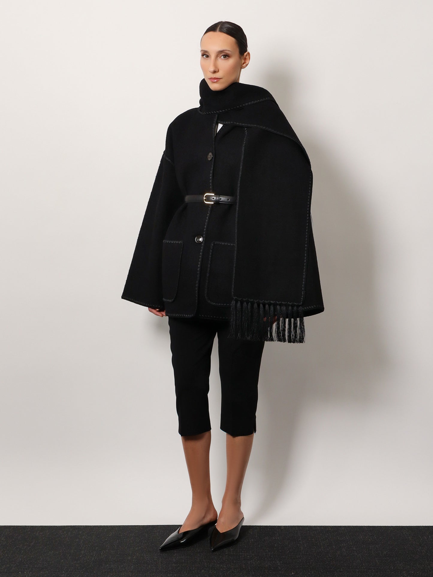 Embroidered Scarf Jacket in wool blend