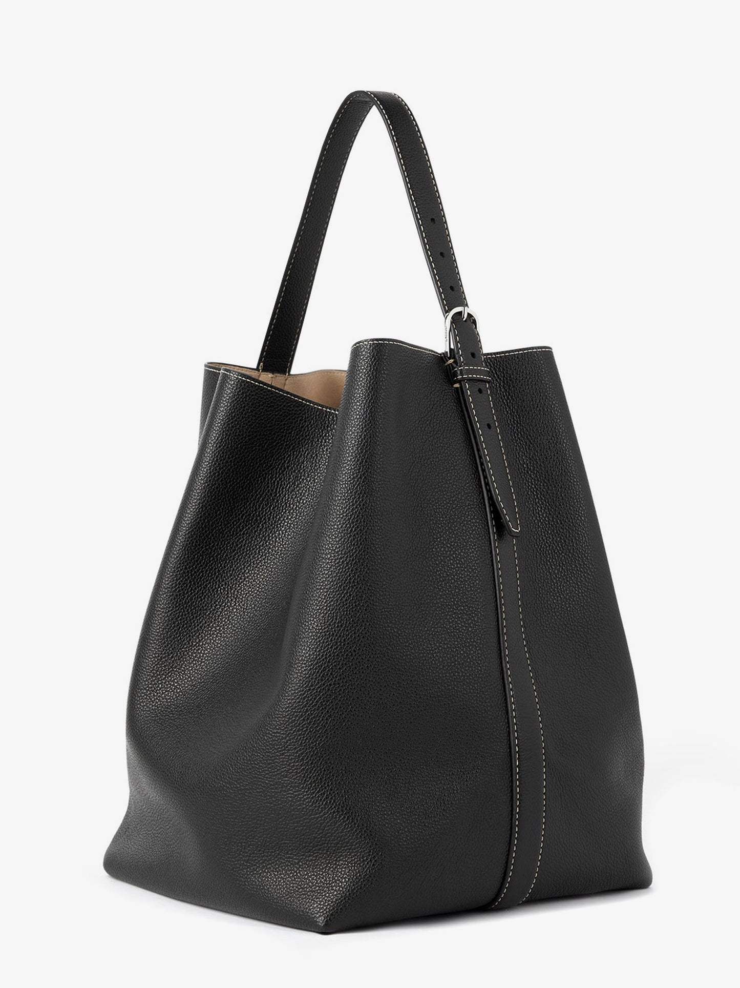 Leather Belted Tote Shoulder Bag