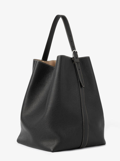 Leather Belted Tote Shoulder Bag thumbnail