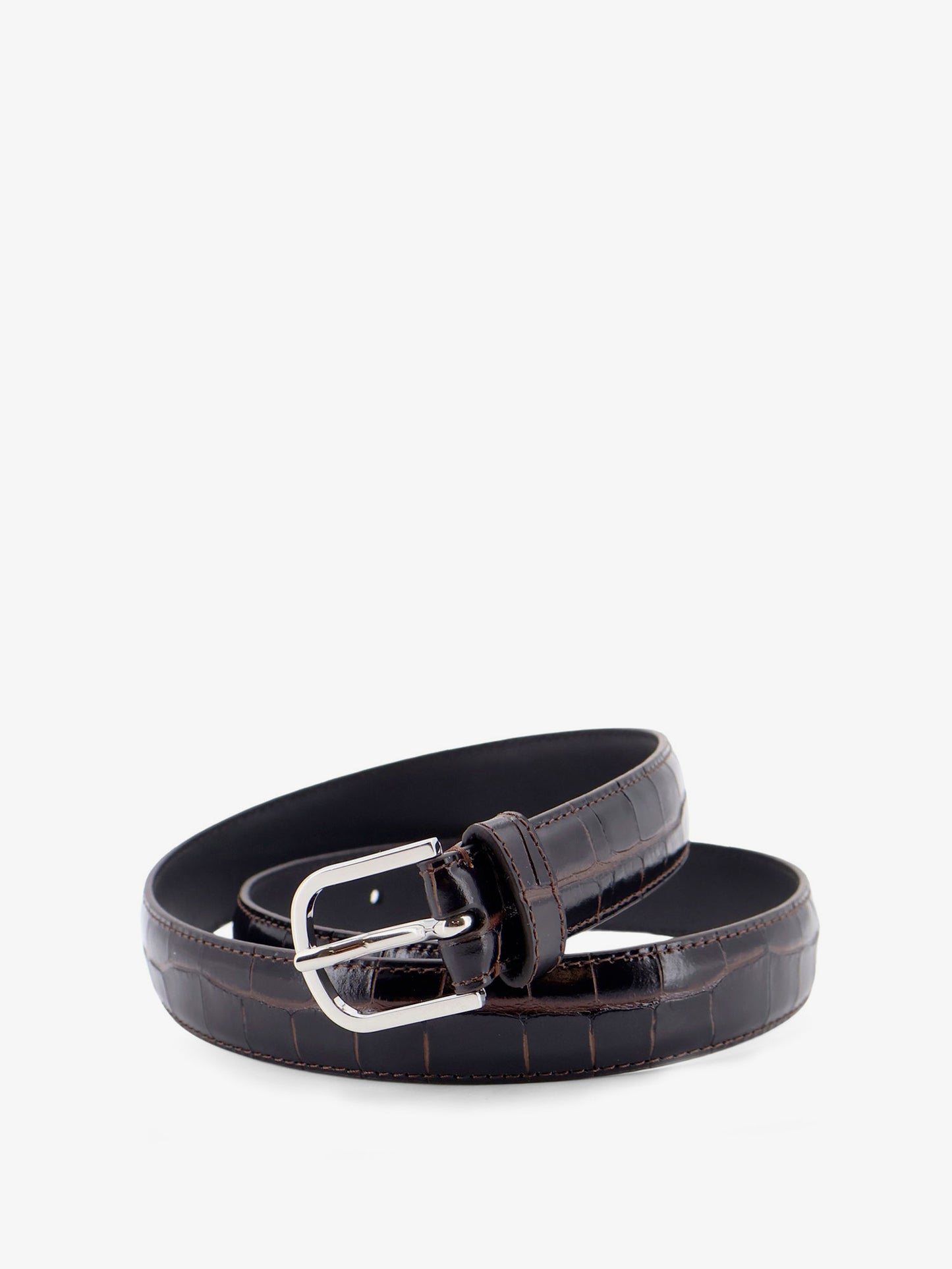 Slim Croco-Embossed leather belt