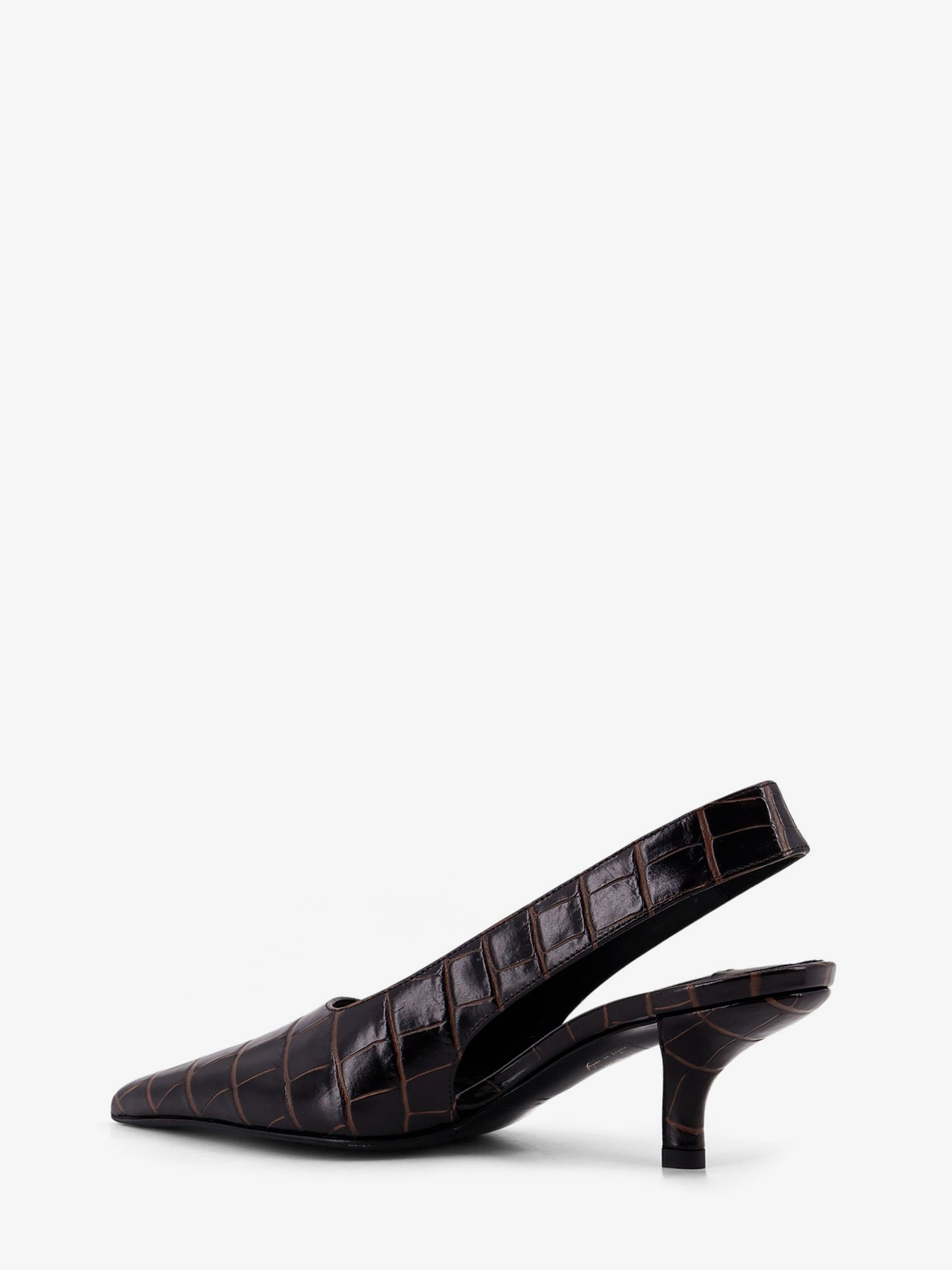 Leather décolleté with crocodile print