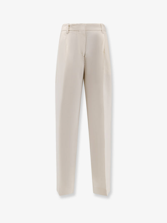 Double-pleat fluid viscose trousers